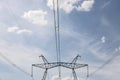 Overhead power line, power transmission line, support of high-voltage overhead power line Royalty Free Stock Photo