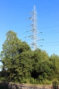 Overhead power transmission line support Royalty Free Stock Photo