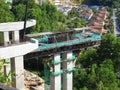 Overhead road under construction. The massive concrete column used to support the concrete road deck.