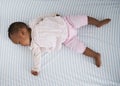 Overhead Shot Of Baby Girl Sleeping In Nursery Cot Royalty Free Stock Photo