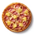 Hawaiian Pizza on White Background Royalty Free Stock Photo