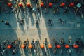 Overhead shot of a bike-sharing station with bicycles. Copy space