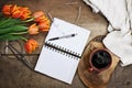 Garden Planner with Flowers and Coffee Royalty Free Stock Photo