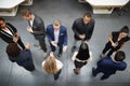 Overhead Shot Of Business Team Socializing At After Works Drinks In Modern Office Royalty Free Stock Photo
