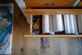 overhead shot of a drawer with rolledup canvases Royalty Free Stock Photo