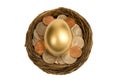 Overhead Shot Of Golden Egg In Nest Royalty Free Stock Photo