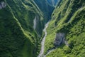 overhead shot of a hanging valley created by glaciation