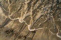 overhead shot of intricate wave patterns in sand Royalty Free Stock Photo