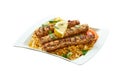 Kabab Biryani on white plate