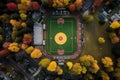 overhead shot of a little league baseball field during a game Royalty Free Stock Photo