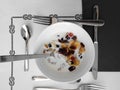 Cereals, milk and silverware Royalty Free Stock Photo