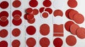 Red and White Circle Paper Cutouts Royalty Free Stock Photo
