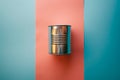 Solitary Tin Can on Solid Background Royalty Free Stock Photo