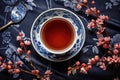overhead shot of steeping tea in a cup Royalty Free Stock Photo