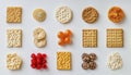 Variety of Crackers and Berries on White Background Royalty Free Stock Photo