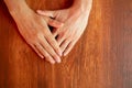 overhead shot of woman's hands with hope and family union, family concept Royalty Free Stock Photo