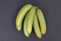 Overhead top view of a bunch of bananas isolated on a black background Royalty Free Stock Photo