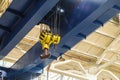 Overhead traveling crane with steel hooks Royalty Free Stock Photo