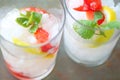 Fruit water with strawberries and lemon Royalty Free Stock Photo