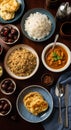 Traditional Iftar Dinner With Rice, Curry, Dates, and Flatbread Royalty Free Stock Photo