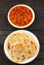 Overhead view-Arabic food paratha with mutton curry Royalty Free Stock Photo