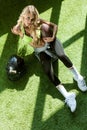 overhead view of athletic young woman