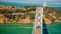 Overhead view of Bay Bridge in  San Francisco from helicopter, CA Royalty Free Stock Photo