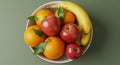 Overhead View of a Bowl of Fresh Fruit Royalty Free Stock Photo