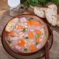 Bowl of Ham and Bean Soup With Carrots Royalty Free Stock Photo