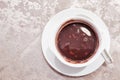 Overhead view of a bowl serving of red bean soup, popular desert among Asian Chinese Royalty Free Stock Photo