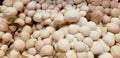 Overhead view of a bunch of fresh raw white beech mushrooms background Royalty Free Stock Photo