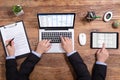 Businessman Doing Multitasking Work In Office