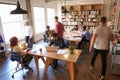 Overhead View Of Businesspeople Working At Desks In Office Royalty Free Stock Photo