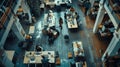 Overhead view of a busy modern office space with working people Royalty Free Stock Photo