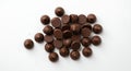 Overhead View of Chocolate Chips on White Background, Sweet Treats Royalty Free Stock Photo