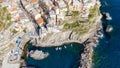 Overhead view of Cinque Terre colourful buildings - Five Lands, Royalty Free Stock Photo