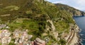 Overhead view of Cinque Terre colourful buildings - Five Lands, Royalty Free Stock Photo