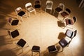 overhead view of a circle out of chairs