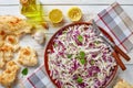 Overhead view of tasty Lebanese Cabbage salad