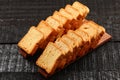 Overhead view-Crispy baked Rusk bread. Royalty Free Stock Photo
