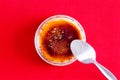 Overhead view of delicious browned creme brulee Royalty Free Stock Photo