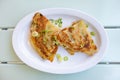 Delicious Chinese Scallion Pancakes on a White Plate Royalty Free Stock Photo