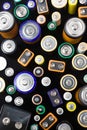 Overhead View Of Different Types Of Domestic Chargeable And Non Rechargeable Batteries Royalty Free Stock Photo