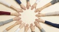 Diverse Hands Together in Unity Circle Royalty Free Stock Photo