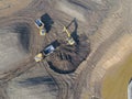 Overhead view of earth moving being carried out on a construction site Royalty Free Stock Photo