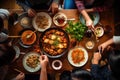 Overhead View of East Asians Chatting AI Generated