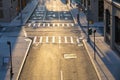 Overhead view of empty intersection in New York City Royalty Free Stock Photo