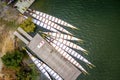 Overhead view of empty wooden dragonboat Royalty Free Stock Photo