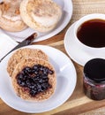 English Muffin Spread With Blueberry Jam Royalty Free Stock Photo