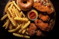 Overhead View of Fast Food Feast Royalty Free Stock Photo